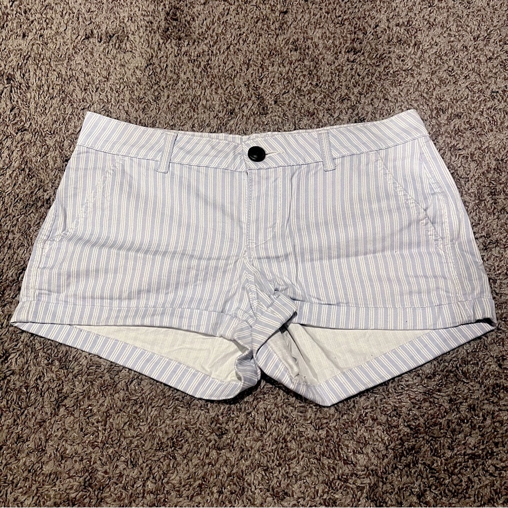 So White/Blue Striped Cotton Shorts